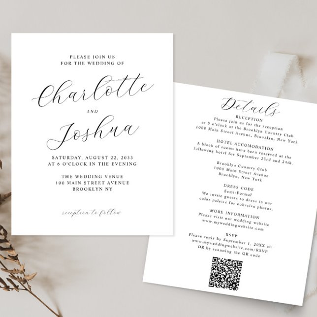 Budget Elegant Minimalist RSVP QR Code Wedding (Creator Uploaded)