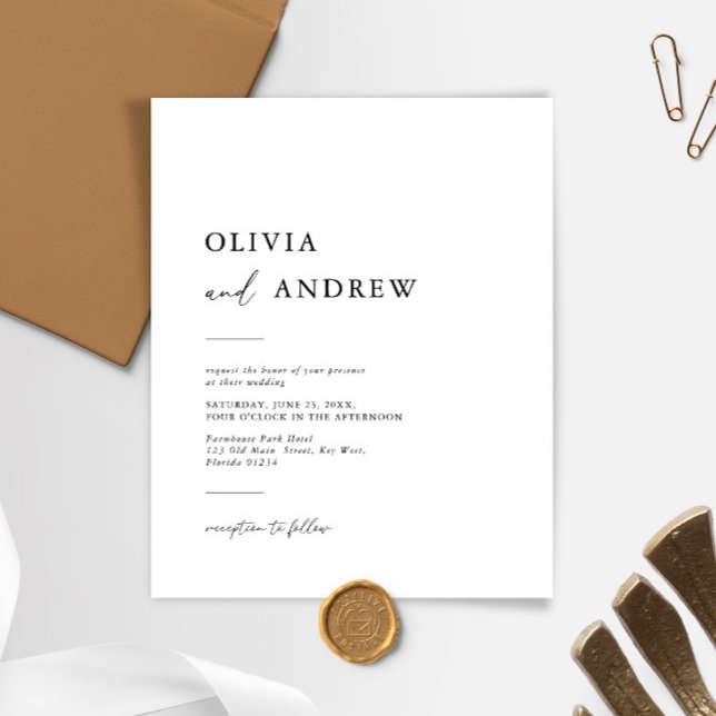 Budget Elegant Minimalist Wedding Invitation (Creator Uploaded)