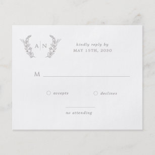 Budget elegant modern monogram wedding RSVP Flyer