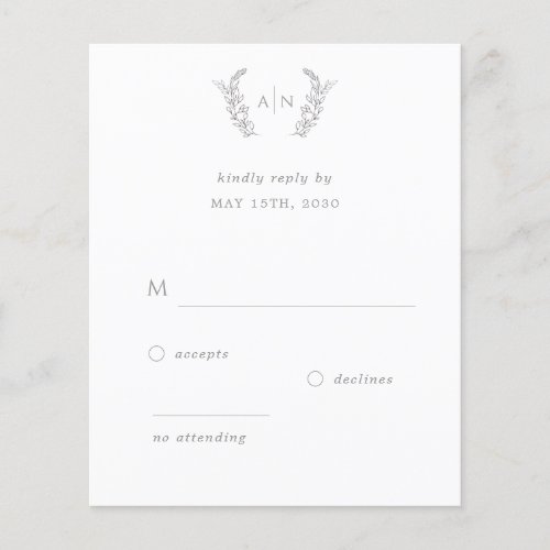 Budget elegant modern monogram wedding RSVP Flyer