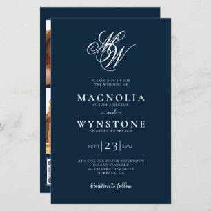 Budget Elegant Monogram QR Code Wedding Invitation
