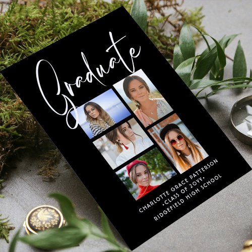 Budget Elegant Multi Photo Graduation Announcement Flyer