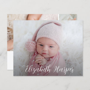 Budget Elegant Multiple Photo Birth Announcement