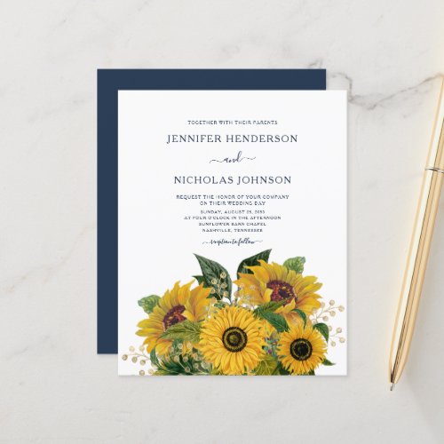 Budget Elegant Navy Blue Sunflowers Wedding 