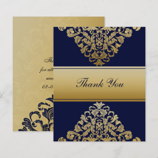 Budget Elegant Navy Gold Wedding Thank You Card