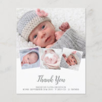 Budget Elegant New Baby 4 Photo Birth Thank You