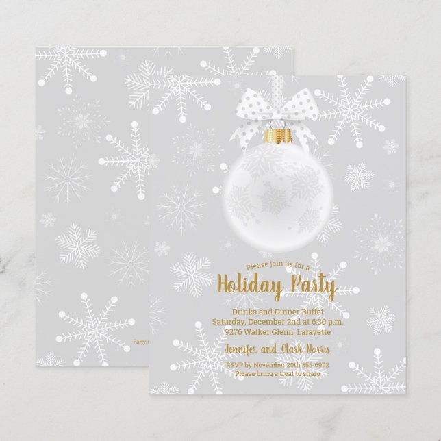 Budget Elegant Ornament Snowflakes Holiday Invites (Front/Back)