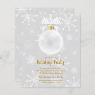 Budget Elegant Ornament Snowflakes Holiday Invites