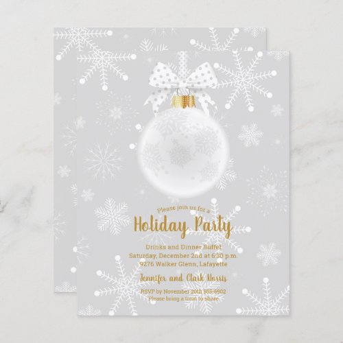 Budget Elegant Ornament Snowflakes Holiday Invites