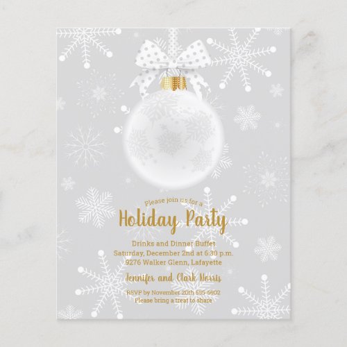 Budget Elegant Ornament Snowflakes Holiday Invites Flyer