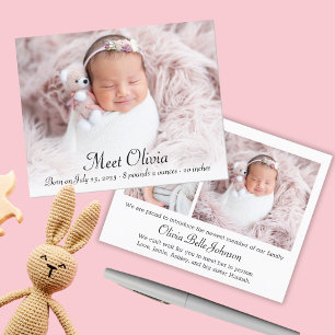 Budget Elegant Photo Baby Girl Birth Announcement Flyer