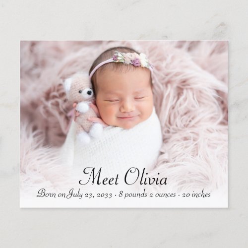 Budget Elegant Photo Baby Girl Birth Announcement Flyer