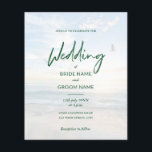 Budget Elegant Photo Beach Wedding Invitations Flyer<br><div class="desc">Unexpensive Minimalist Elegant Black and White Beach Photo Wedding Invitation featuring a simple and modern design with emerald green whimsical calligraphy hand lettered script,  large white spaces and 2 tropical paradise background photos. Easily create your own budget wedding invitation graphic design.</div>