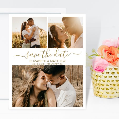 Budget Elegant Photo Collage Save The Date Flyer