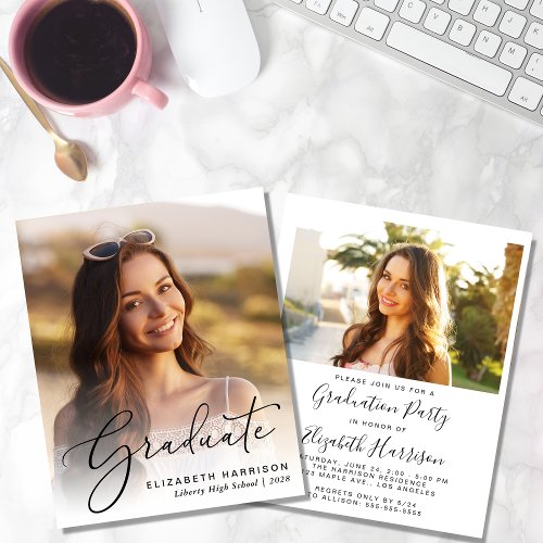 Budget Elegant Photo Graduation Party Invitation