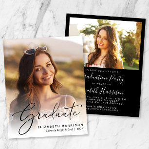 Budget Elegant Photo Graduation Party Invitation