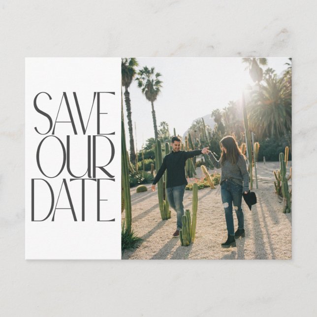 Budget Elegant Photo Modern Wedding Save the Date Postcard (Front)