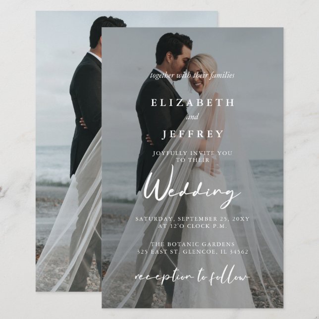 Budget Elegant Photo Overlay Wedding Invitation (Front/Back)