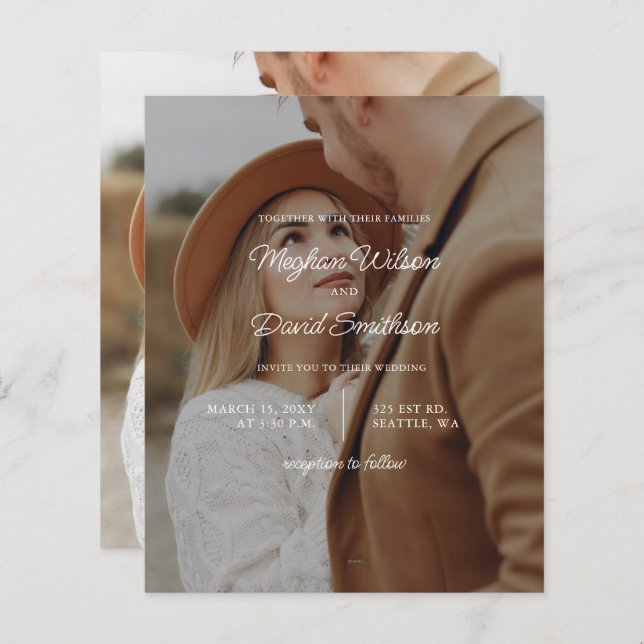 Budget Elegant Photo Overlay Wedding Invitation (Front/Back)