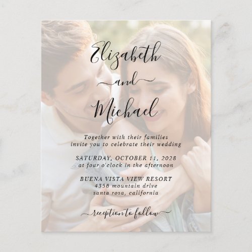 Budget Elegant Photo Overlay Wedding Invitation