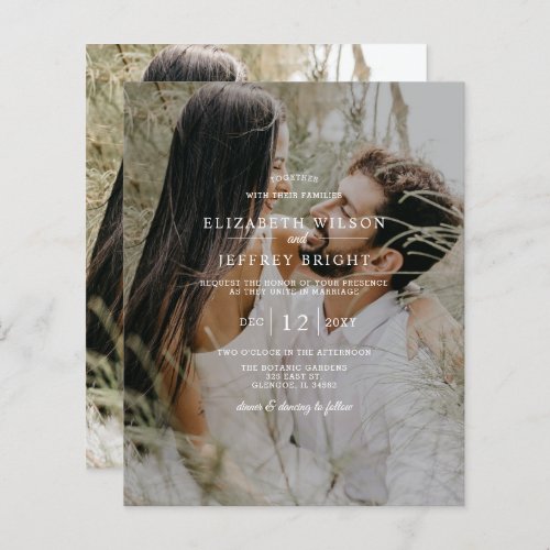 Budget Elegant Photo Overlay Wedding Invitation