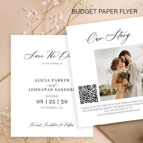 Budget elegant photo QR code wedding save the date Flyer
