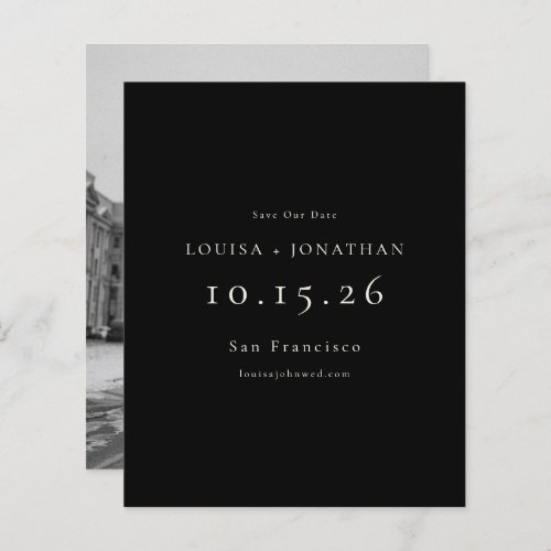 Budget Elegant  Photo Wedding Black Save The Date