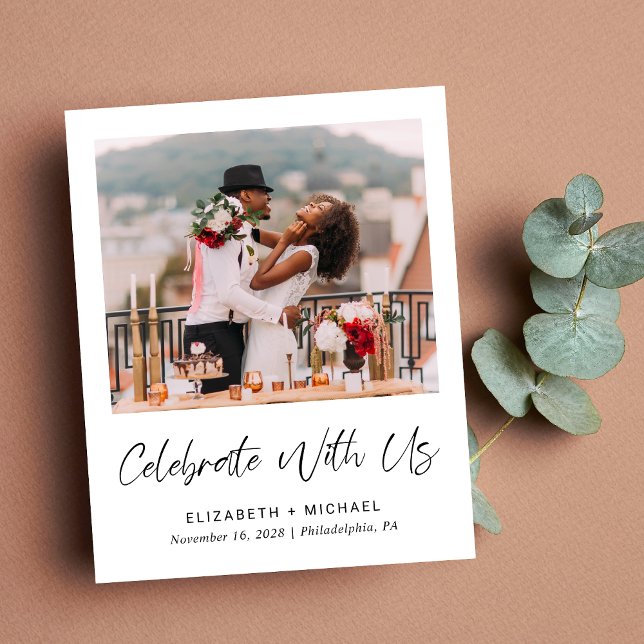 Budget Elegant Photo Wedding Reception Invitation (You said "I do" in an intimate ceremony - now it's time to share your joy with those you hold dear)