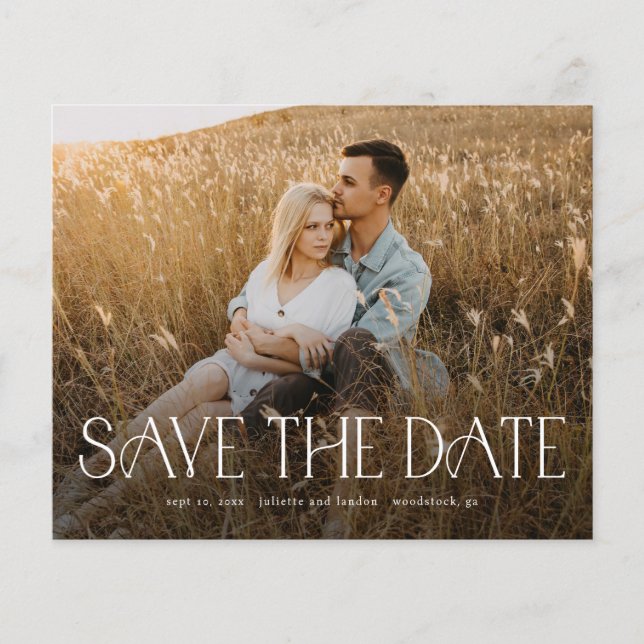 Budget Elegant Photo Wedding Save The Date (Front)