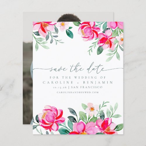 Budget Elegant Pink Floral Photo Save The Date