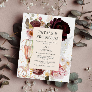 Budget Elegant Pink Petals Prosecco Bridal Shower Flyer