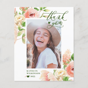 BUDGET Elegant Pink Rose Floral Thank You Card Flyer