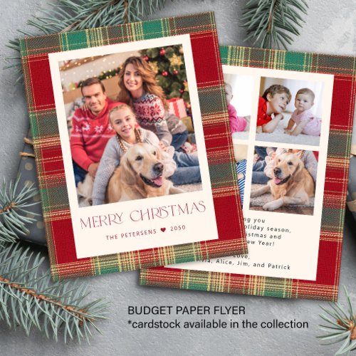 Budget elegant plaid photo Christmas holiday card Flyer