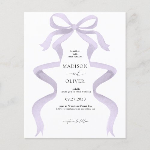 BUDGET Elegant Purple Bow Monogram Wedding