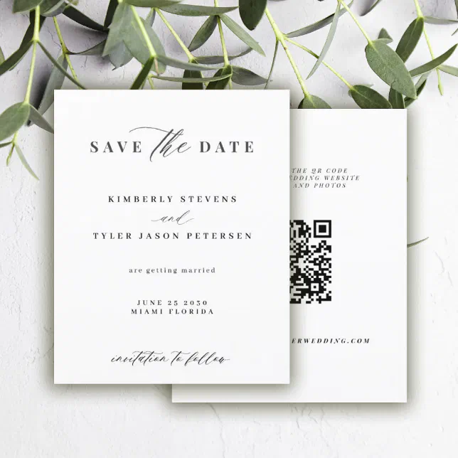 Budget elegant QR CODE wedding save the date | Zazzle