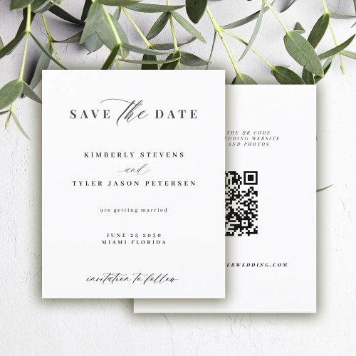 Budget elegant QR CODE wedding save the date