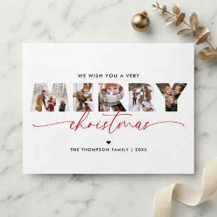 BUDGET Elegant Red Merry Christmas Photo Collage