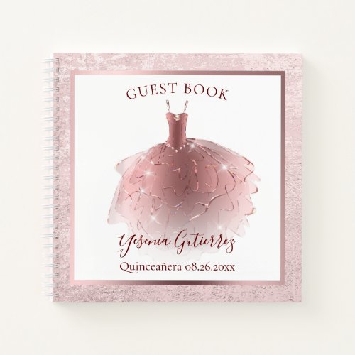 Budget Elegant Rose Gold Quinceaera Dress Guest Notebook