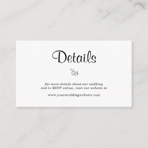 BUDGET Elegant Rustic Wedding Details Enclosure Note Card