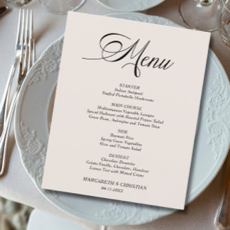Budget Elegant Sand Minimalist Wedding Menu