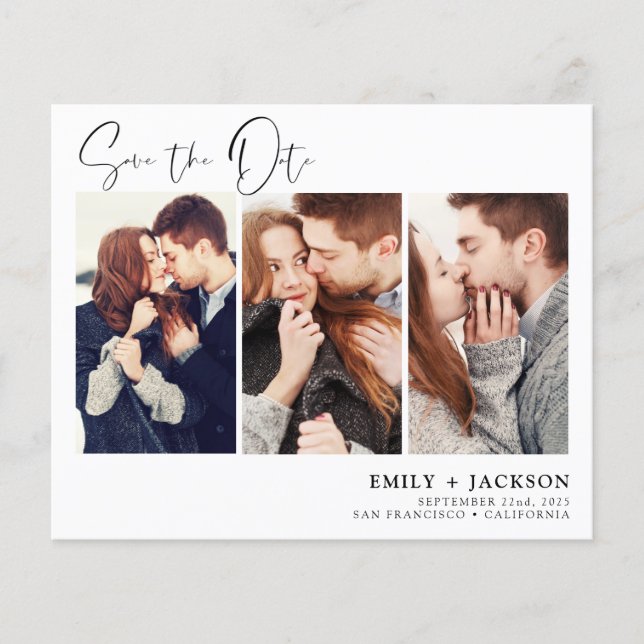 Budget Elegant Save the Date 3 Photo Invitations (Front)