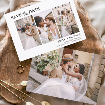Budget Elegant Save The Date 4 Photo Flyer by Hot_Foil_Creations at Zazzle