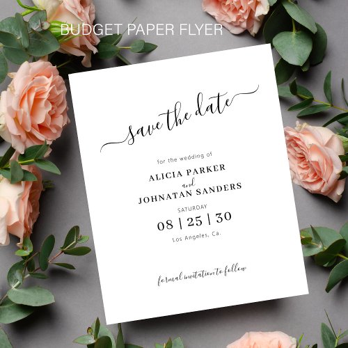Budget elegant save the date black and white flyer