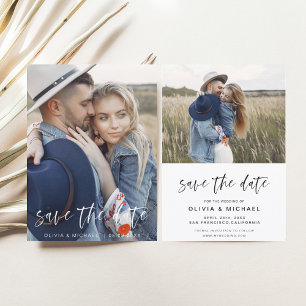 Budget Elegant Save the Date Handwritten Photo