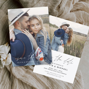 Budget Elegant Save the Date Handwritten Photo
