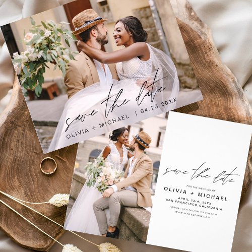 Budget Elegant Save the Date Handwritten Photo 