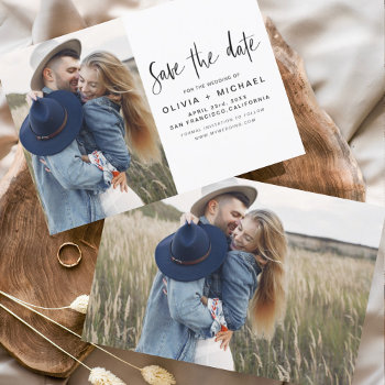 Budget Elegant Save The Date Photo Minimalist Flyer by Hot_Foil_Creations at Zazzle