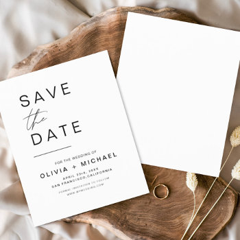 Budget Elegant Save The Date White Black by Hot_Foil_Creations at Zazzle