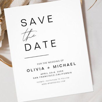 Budget Elegant Save The Date White Black Flyer by Hot_Foil_Creations at Zazzle