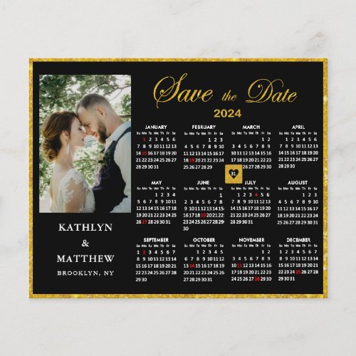 Budget Elegant Script 2024 Calendar Save the Date Flyer